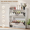 Shoe Cabinet with 2 Flip Drawers, 3 Side Compartments, Adjustable Shelves, 8-12 Pairs for Entryway Hallway, White