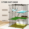 3 Tier Cat Cage Crate, DIY Pet Playpen with 3 Doors, Ladders, Hammock, Platforms, Indoor Playpen for Kittens, Black