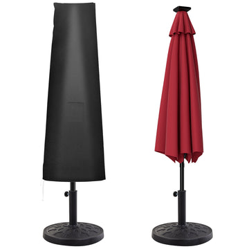 Outdoor Large Umbrella Cover Patio Cantilever Banana Parasol Protector Weather Resistant Black