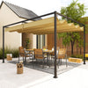 10x7ft Pergola with Retractable Roof Outdoor Patio Sun Shelter Garden Grape Tent Water-resistant Yard Shade, Khaki