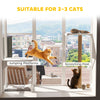 Wooden Catio Outdoor, Cat Window Box Enclosure for 2-3 Large Cats with 2 Jumping Platforms & Scratching Post, White