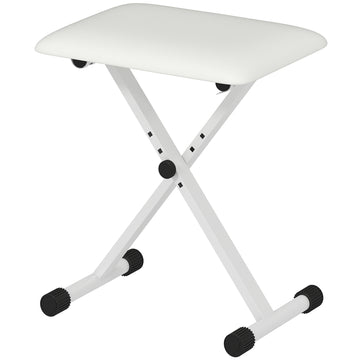 Adjustable Piano Bench, X-Style Folding Piano Stool with Padded Seat, Non-Slip Rubber Feet, Keyboard Chair, Black