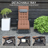 Padded Folding Recliner Chair, Patio Lounger with Cupholder, Adjustable Backrest, Removable Cushion, Khaki
