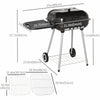 Charcoal BBQ Grill with Warming Rack & Storage Side Table, Portable Barbecue Smoker, 89 x 60 x 83 cm, Black