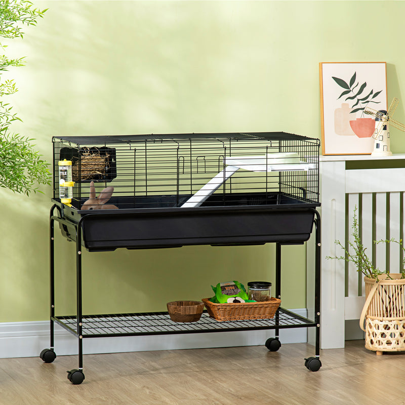 Small Animal Cage Deluxe Pet Habitat Rolling Rabbit Hutch for Bunny Guinea Pig Pet Mink Chinchilla