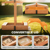 Qaba Kids Sandbox with Canopy, Wooden Sand Box with Foldable Picnic Table, Bench Seats, Liner, Cover, Gift for Ages 3-8