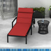 Patio Chaise Lounge Chair Cushion Replacement Sun Lounger Pads with Headrest and Ties, Wine Red