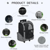 2-IN-1 Pet Luggage Box Backpack Carrier Cats Dogs w/ Handle, Rolling Wheel Grey