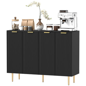 Modern Kitchen Storage Cabinet, Sideboard Buffet Cabinet with Adjustable Shelves for Kitchen Hallway, Black