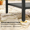 Outdoor Coffee Table 2-Tier Patio Coffee Table with Storage Shelf, Adjustable Feet for Garden Balcony Poolside Black