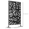 Freestanding Outdoor Privacy Screen, Decorative Metal Outdoor Divider with Stand for Garden, Backyard, Deck, Pool, Black