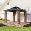 10' x 10' Hardtop Gazebo with 7mm Polycarbonate Double-Tier Roof, Outdoor Gazebo with Netting and Curtains
