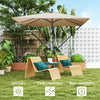 Patio Offset Umbrella UPF 50+ UV Protection, Crank Parasol with Base, Cover & Wind Securing, Khaki