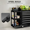 7-Drawer Rolling Tool Chest with Detachable Side Shelf, Lockable Tool Cabinet Box Organizer with Wheels, Black