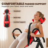 Soozier Heavy Duty Inversion Table with Protective Belt, Adjustable Folding Back Stretcher Machine with Headrest, Red