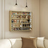 5-storey Display Cabinet, Shot Glass Display Case, Glass Curio Cabinet with 2 Glass Doors and 4 Adjustable Shelves, Oak