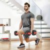 6-in-1 Adjustable Dumbbell Set, Used as Kettlebell, Barbell, Dumbbell, Push-Up Stand, 55lbs Free Weights Set, Red