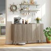 Buffet Cabinet with Storage Modern Fluted Sideboard with Adjustable Shelves Wood Legs for Dining Room Living Room Oak