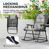 Folding Rocking Chair Set of 2 Padded Rockers with Armrest, Light Grey