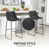 Counter Height Bar Stools Set of 2, Vintage PU Leather Bar Chairs, Kitchen Stool with Footrest, Dark Brown