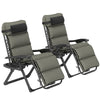 2pcs Reclining Zero Gravity Chair with Adjustable Backrest, Folding Garden Sun Lounger with Removable Cushion, Grey