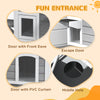 2-Storey Outdoor Cat House, Wooden Catio with Openable Roof, Lounge Space, Fun Entrances, for Feral Cats, Grey