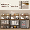 Baker's Rack with Charing Station, Microwave Shelf with Power Outlet, USB Charger and 4 Hooks, Rustic Brown