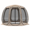 11' x 11.5' Screen Tent, Pop Up Camping Gazebo with Portable Carry Bag and 2 Doors, Beige