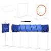 5Pcs Dog Agility Training Equipment with 8.7KG Net Weight, Pet Agility Set with Tunnels, Adjustable Jump Ring, Jumper, Weave Poles, Square Pause Box, Carrying Bag, Whistle