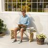 2-Person Outdoor Bench, Wood Garden Bench with Wagon Wheel Legs, Slatted Seat for Patio, Park, Backyard, Natural Wood