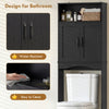 Over the Toilet Storage Cabinet Freestanding Bathroom Organizer with 2 Doors and Open Shelf Black