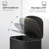 Fingerprint-proof Kitchen Trash Can, 13.2 Gallon Garbage Can with Soft-close Lid and Foot Pedal, Black