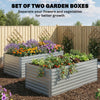 Set of 2 Galvanised Raised Garden Bed, 6 x 3 x 2 ft Metal Garden Bed with Safe Edging, Green