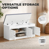 Shoe Bench with Cushion Shoe Storage Bench 3-Door Adjustable Shelves White