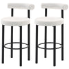 Bar Stools Set of 2, Sherpa Upholstered Barstools with Backrest, Bar Height Stools with Footrest for Kitchen Island