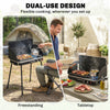 2-in-1 Camping Stove & Gas Griddle Combo, 20,000 BTU Portable Propane Grill with Detachable Legs, Wind Guards, Black