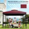 10' x 10' Square 2-Tier Gazebo Canopy Replacement Top Cover Outdoor Garden Sun Shade, Wine Red