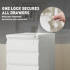 3 Drawer Filing Cabinet with Lock, Steel Office Storage Cabinet with Hanging Bar for A4, Legal, Letter Files, White
