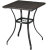 Patio Wicker Dining Table with Umbrella Hole, 34 Inch Outdoor PE Rattan Coffee Table with Plastic Board Under the Woven Table Top for Patio, Garden, Balcony, Mixed Brown