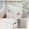 Shoe Storage Bench with Flip Drawer and Lift Top Storage, Entryway Bench with Seat Cushion for Hallway, White