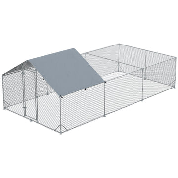 19.7' x 9.8' Metal Chicken Run with Waterproof and Anti-UV Cover