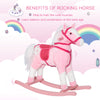 Qaba Rocking Horse Plush Pony Children Kid Ride on Toy w/ Realistic Sound (Light Pink)