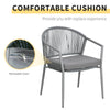 3-Piece Rattan Bistro Set, Garden Seating Group with 2 Armchairs and Coffee Table, Balcony Furniture Set, Grey