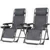 Zero Gravity Chair Set of 2, Folding Reclining Outdoor Lounge Chair with Cup Holder, Headrest, Dark Grey