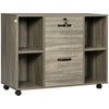 Lateral Filing Cabinet with Wheels and Lockable Drawer, File Cabinet, Mobile Printer Stand with Open Shelves for Letter and A4 Size Documents for Home Office, Grey