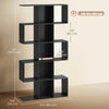 5-Tier Bookshelf, S Shaped Geometric Bookcase with 15 Compartments, Black Wood Grain