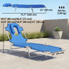 Outdoor Lounge Chair, Adjustable Folding Chaise Lounge with Face Cavity, Tanning Chair Sun Lounger Bed Recliner, Blue