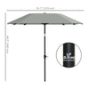 7.6FT Aluminum Patio Umbrella Parasol 8 Ribs Outdoor Market Umbrella with Crank, Push Button Tilt for Deck, Backyard and Lawn, Light Grey