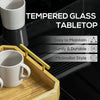 Rectangular Outdoor Dining Table for 8 People with Tempered Glass Top and Aluminum Frame, Black 70.9