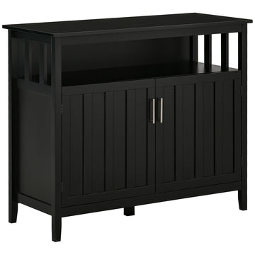 Sideboard Buffet Server Storage Cabinet Console Table with 2 Doors and Adjustable Shelves for Kitchen & Dining Room, Black